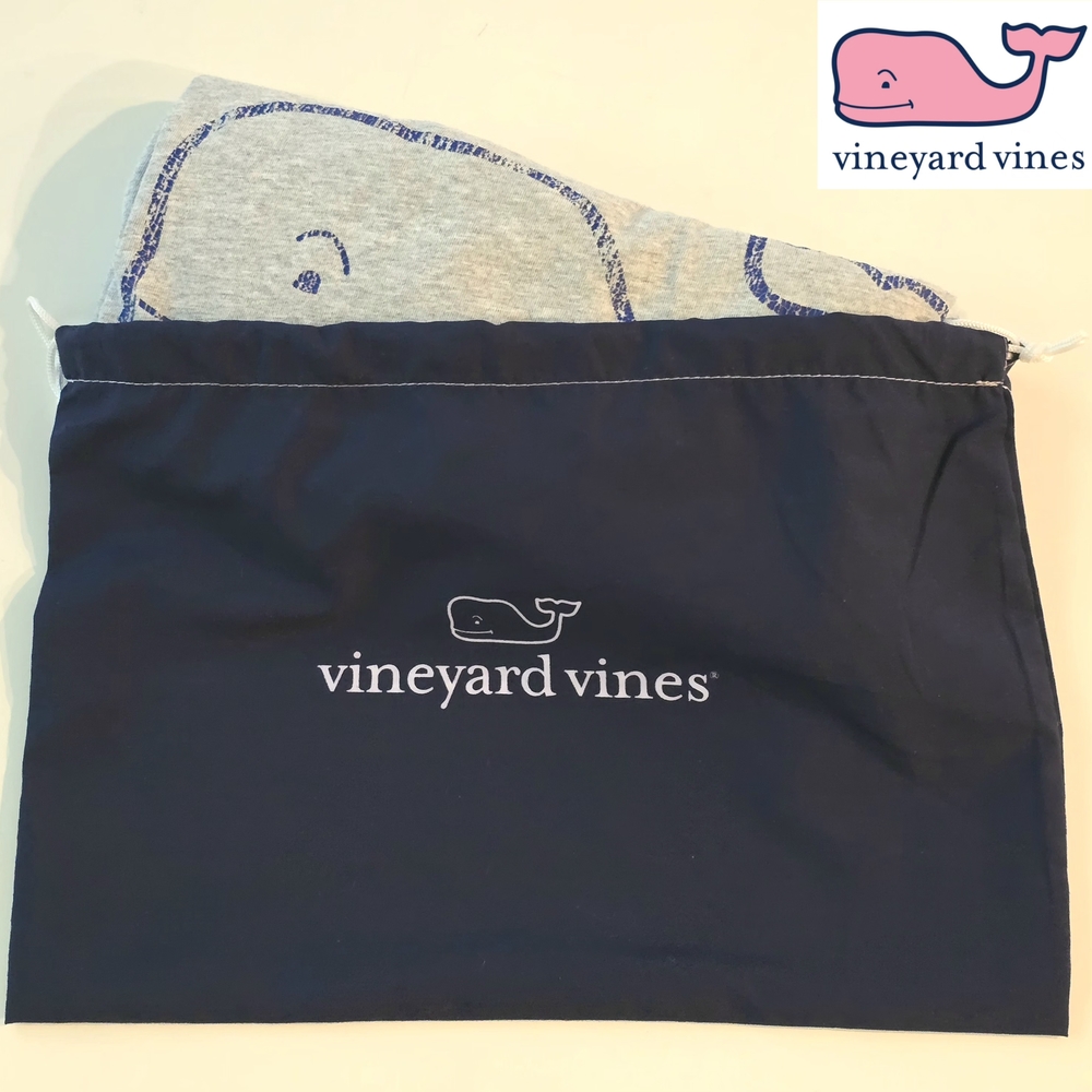 Vineyard Vines Mens XL Gray & Navy Whale Logo Longsleeve Tee w/ drawstring bag - Picture 9 of 9